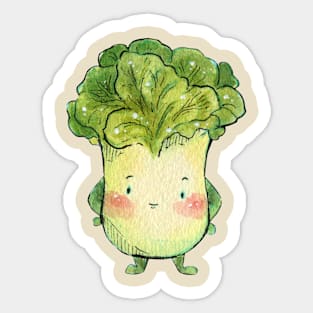 "I love Veggies" Cabbage Cute Watercolour Handmade Sticker